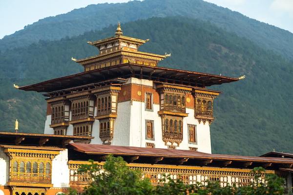 Thimphu Dzong, a Buddhist Monastery which was built in 1641 and later rebuilt by King Jigme Dorji Wangchuk in 1965